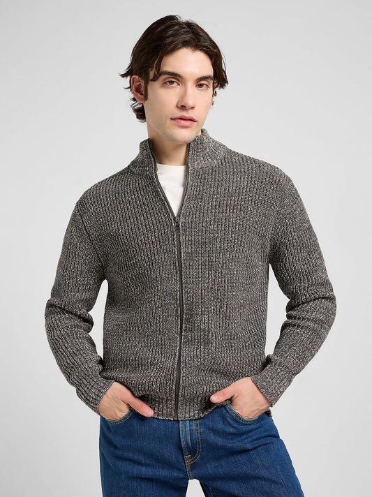 cardigan tröja lee leejeans cardigan zip dragkedja smoke grey grå stickad knit sweater
