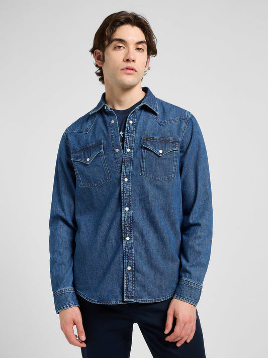 skjorta lee regular western shirt denim jeans skjorta roaring rapid leejeans bröstfickor denim shirt 