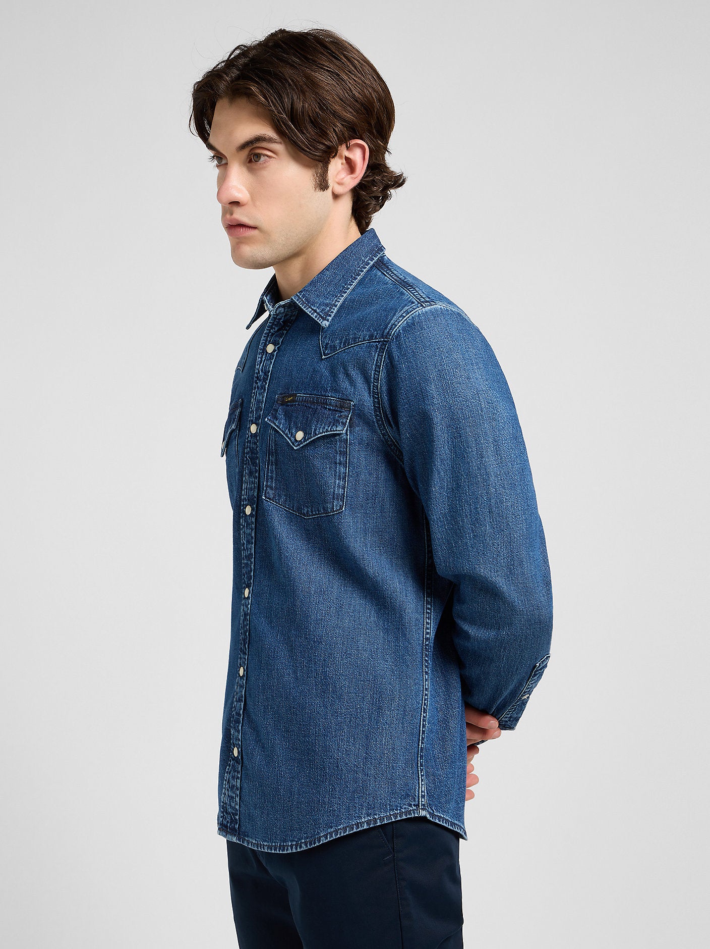 skjorta lee regular western shirt denim jeans skjorta roaring rapid leejeans bröstfickor denim shirt 