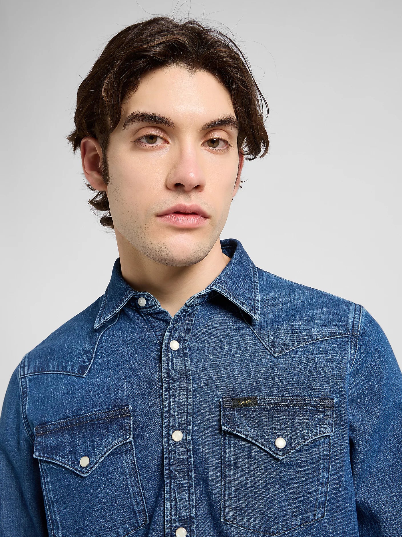 skjorta lee regular western shirt denim jeans skjorta roaring rapid leejeans bröstfickor denim shirt 