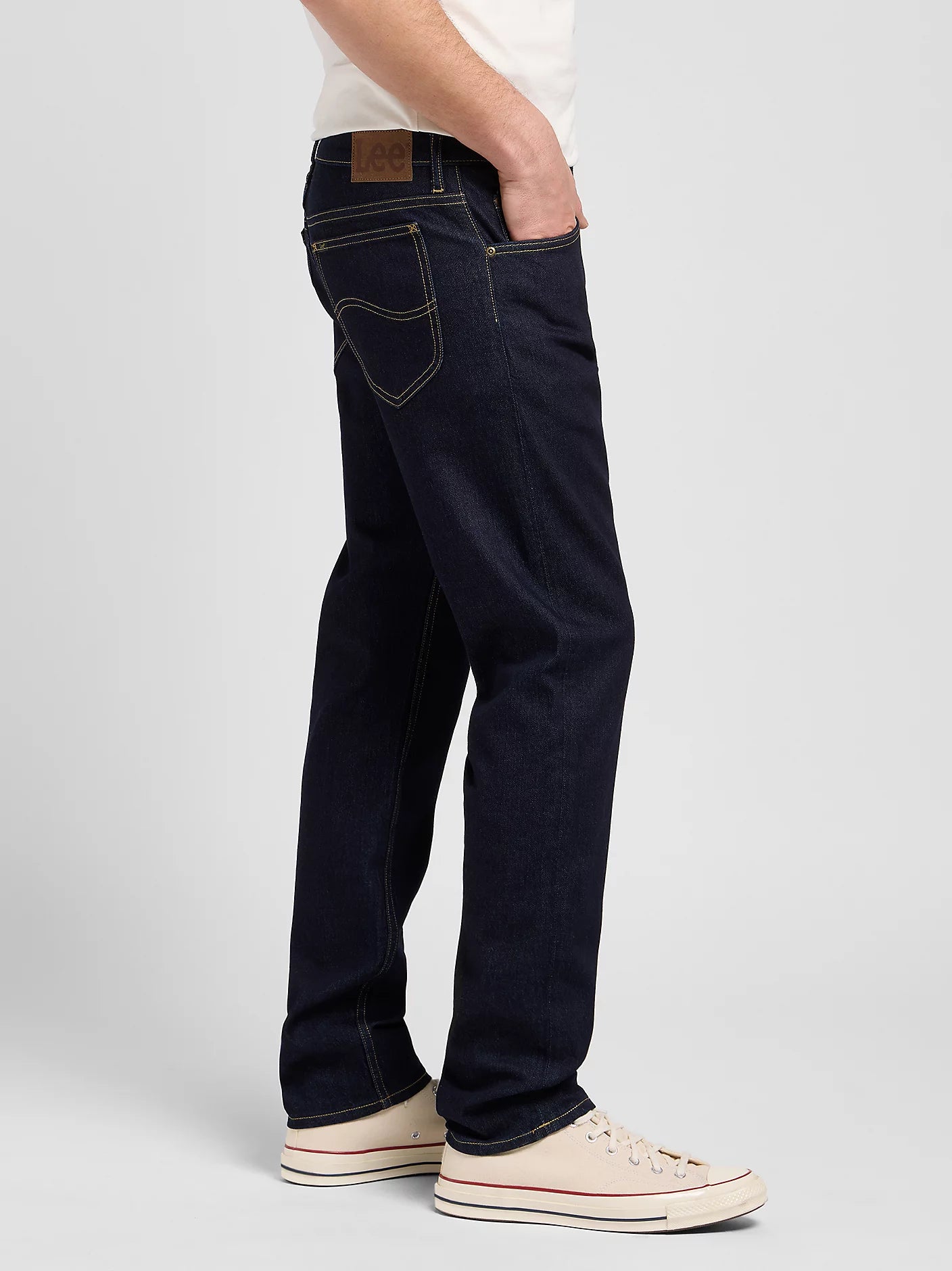 rider lee jeans leejeans slim fit rinse raine stretch bomull mörka jeans