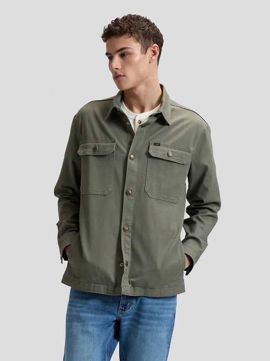 overshirt lee leejeans 2 pocket overshirt överskjorta jacka jacket lichen olive green grön
