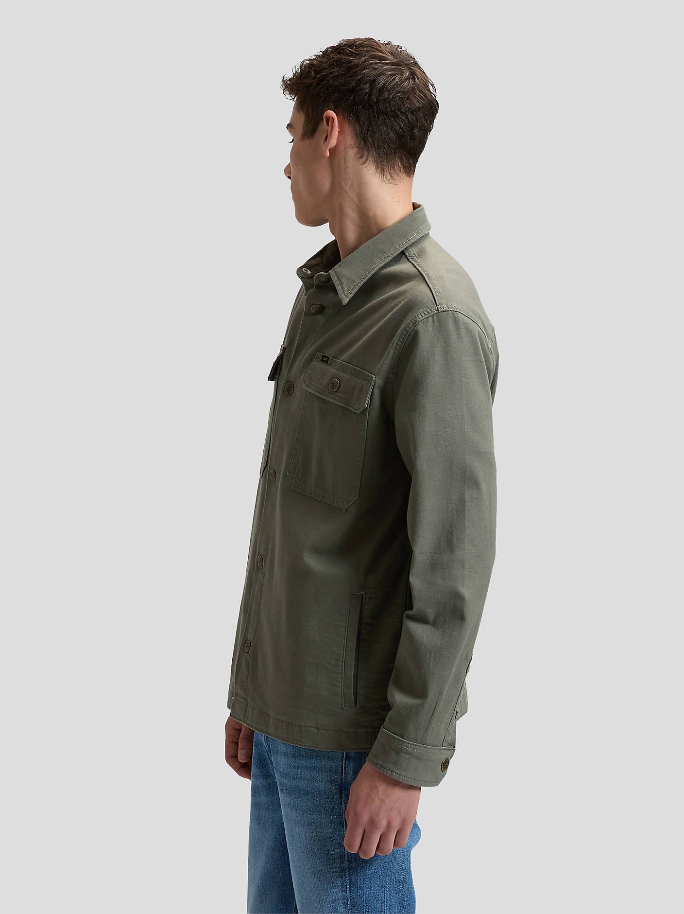 overshirt lee leejeans 2 pocket overshirt överskjorta jacka jacket lichen olive green grön