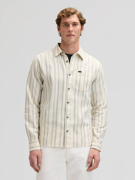 skjorta shirt lee leejeans regular leesure shirt dustier blue stripe randig white blue vit blå