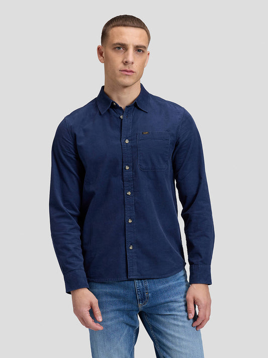 skjorta shirt lee leejeans leesure shirt dress blues manchester manchetsertyg regular fit  blue blå navy fri frakt stenungsund