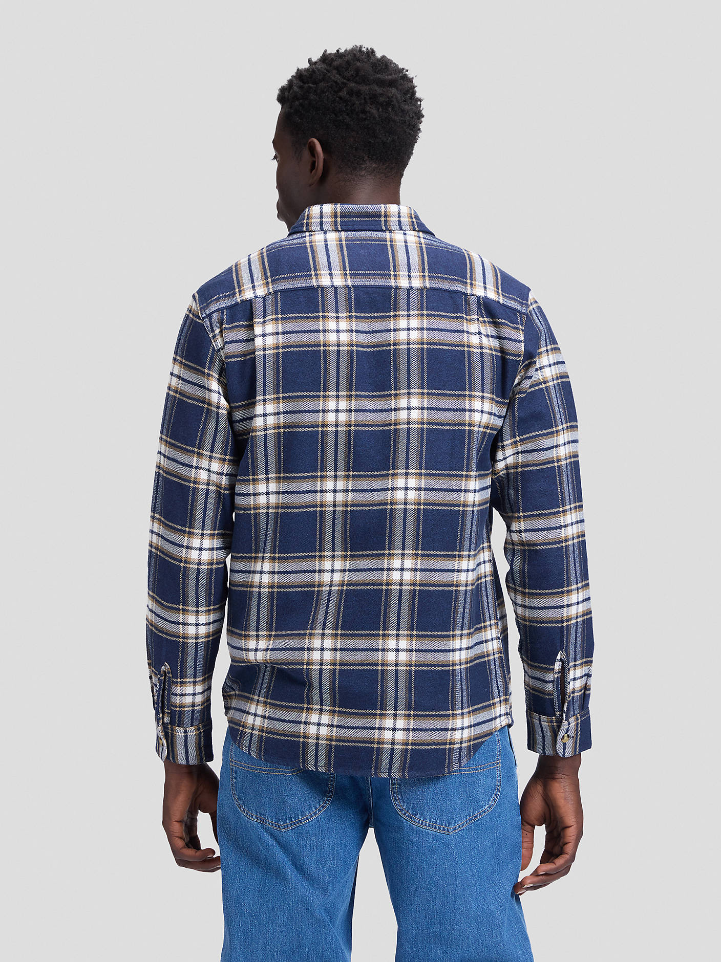 skjorta shirt lee leejeans workwear shirt rutig randig bröstfickor insignia blue navy blå fri frakt stenungsund