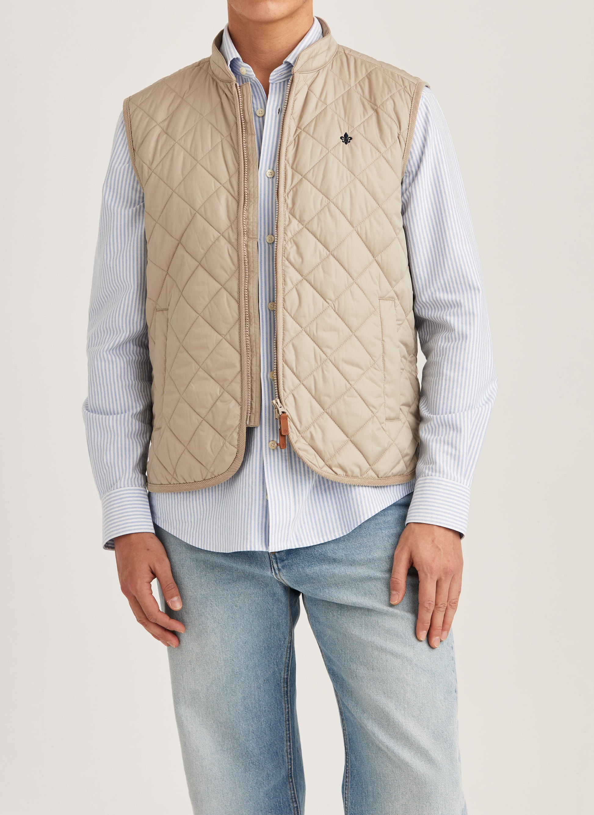 väst ted quilted vest morris khaki sand beige
