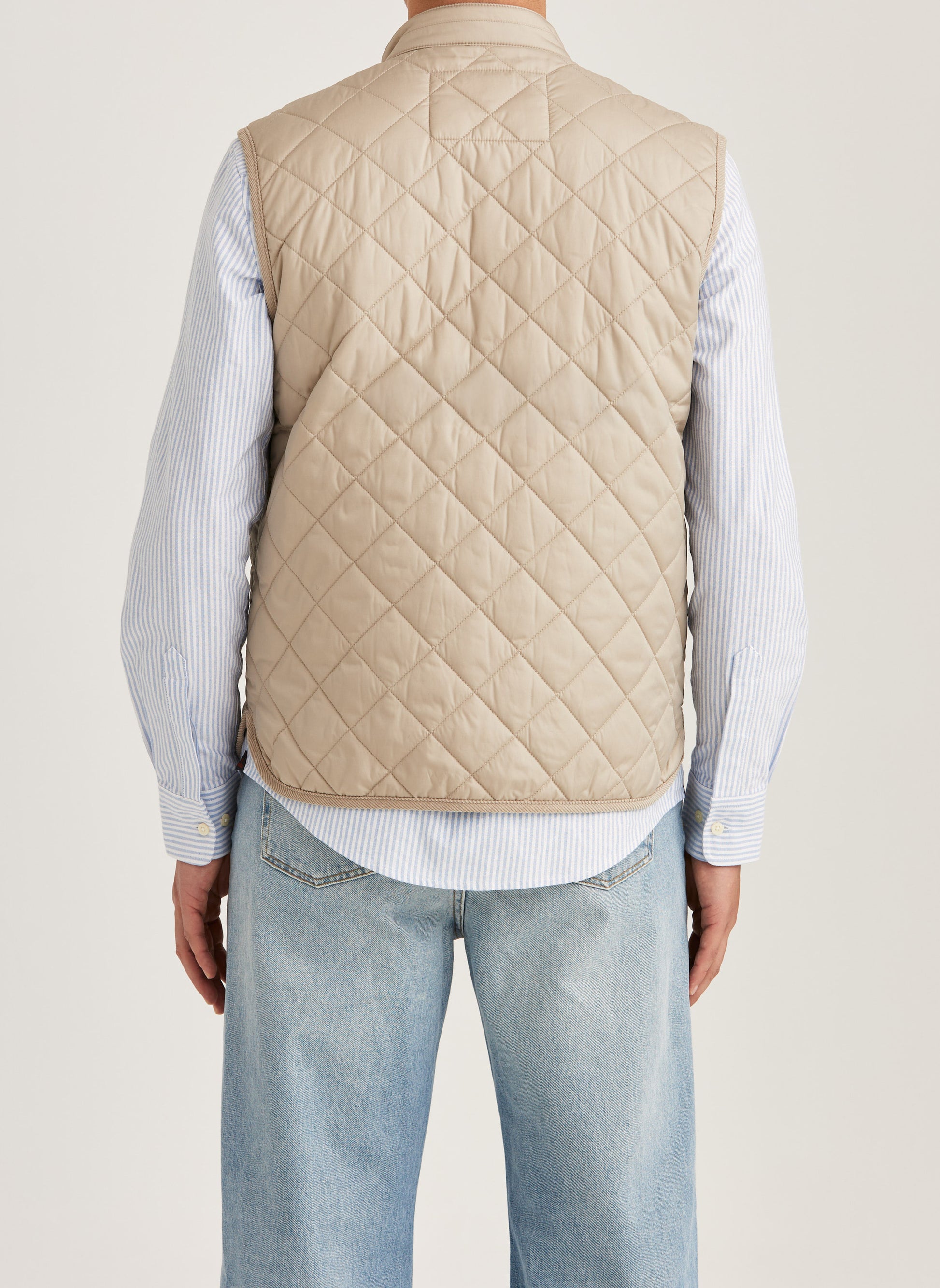väst ted quilted vest morris khaki sand beige