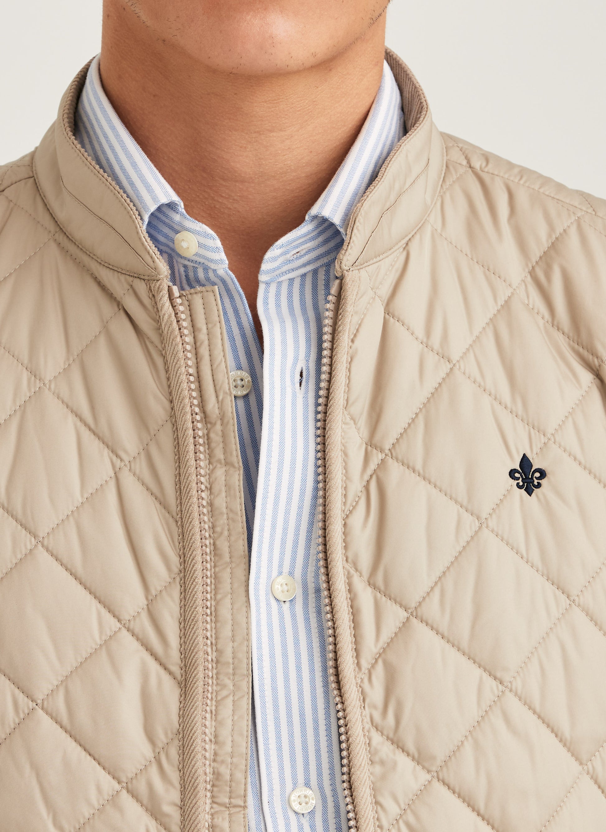 väst ted quilted vest morris khaki sand beige