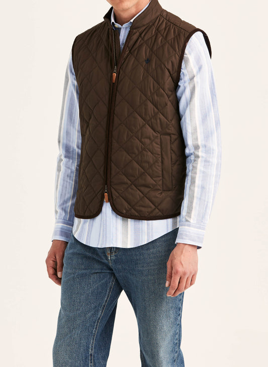 väst ted quilted vest morris khaki brown brun fri frakt stenungsund