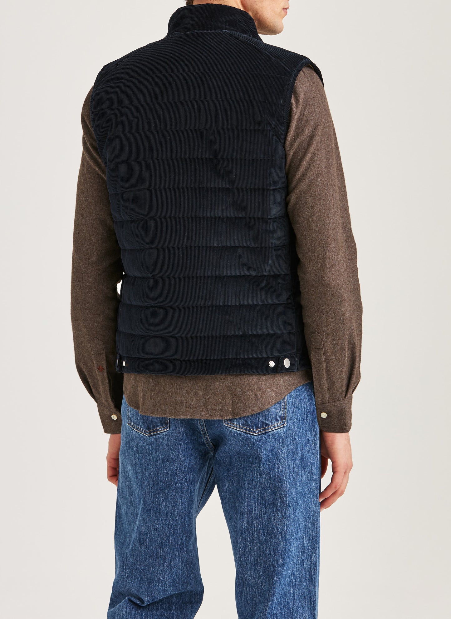 väst morris ted vest quilted cord manchestertyg dragkedja blå blue navy