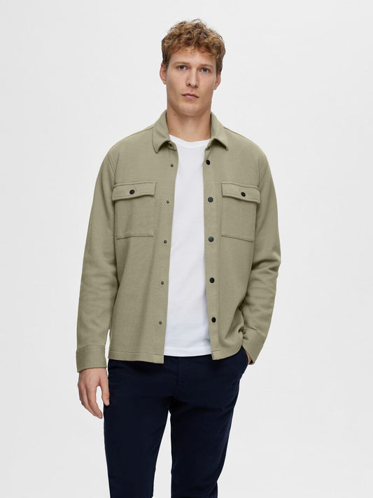 overshirt jackie sweat överskjorta selected homme chocolate torte vetiver green grön