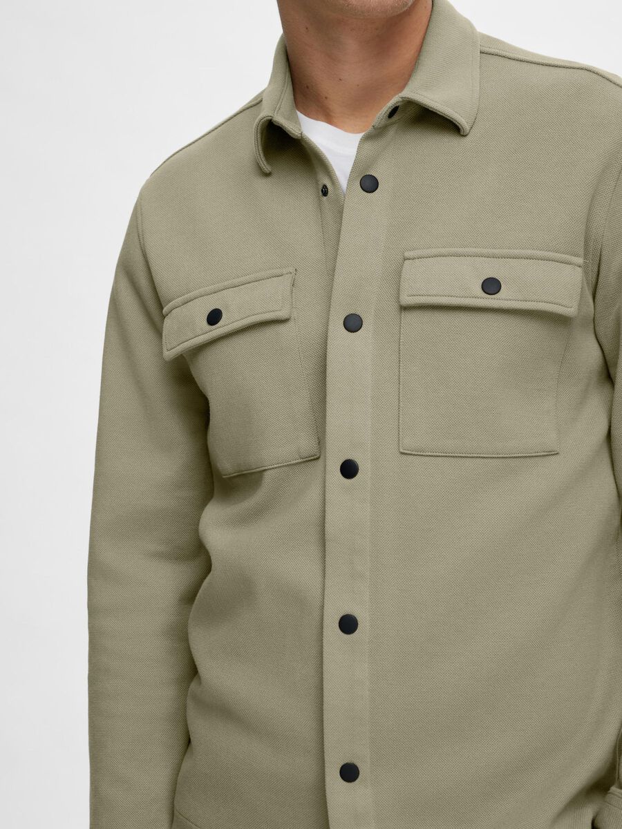 overshirt jackie sweat överskjorta selected homme chocolate torte vetiver green grön