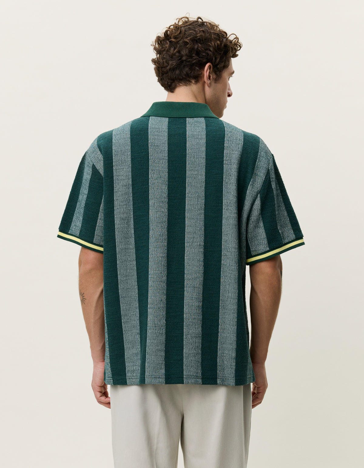 stripe jacquard football jersey les deux lesdeux tröja t-shirt pikè fotbollströja pine green grön