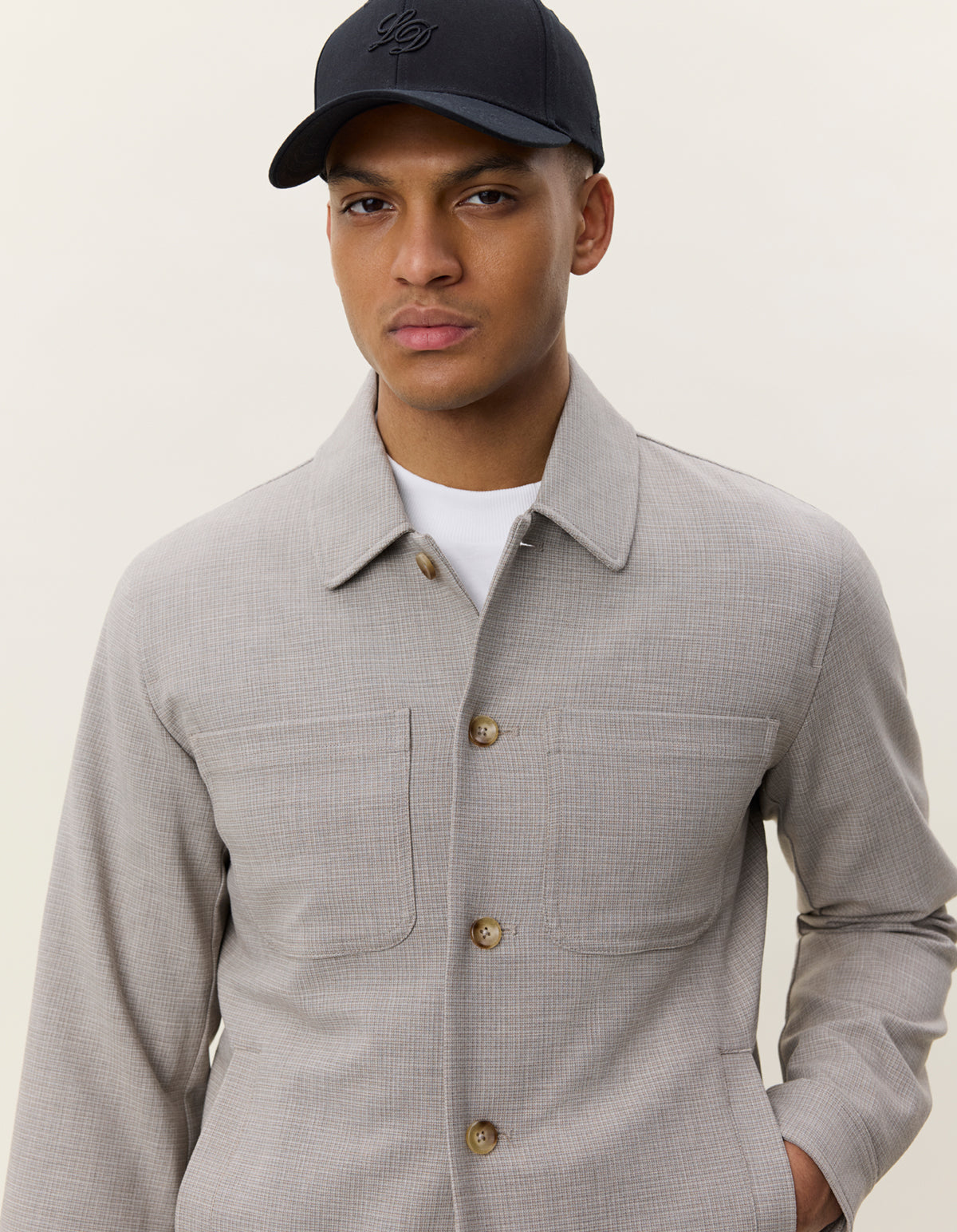 overshirt les deux mini check hybrid jacket överskjorta jacka bungee cor brown brun grå grey stenungsund