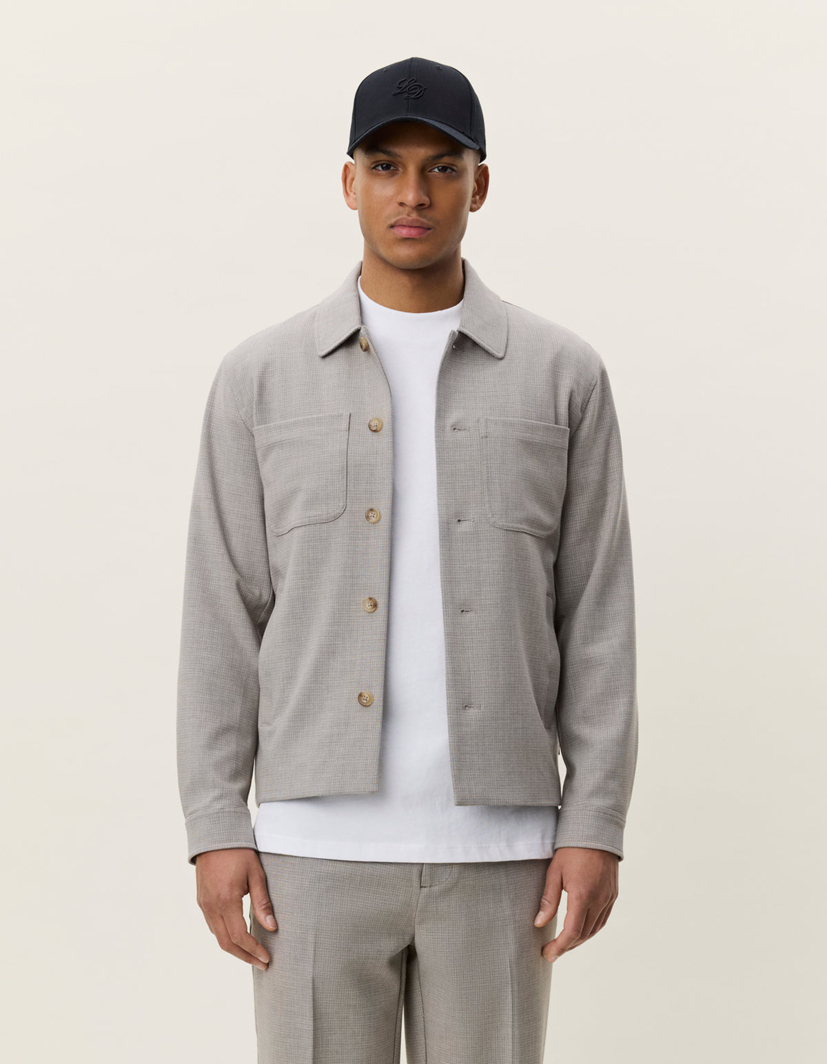 overshirt les deux mini check hybrid jacket överskjorta jacka bungee cor brown brun grå grey stenungsund