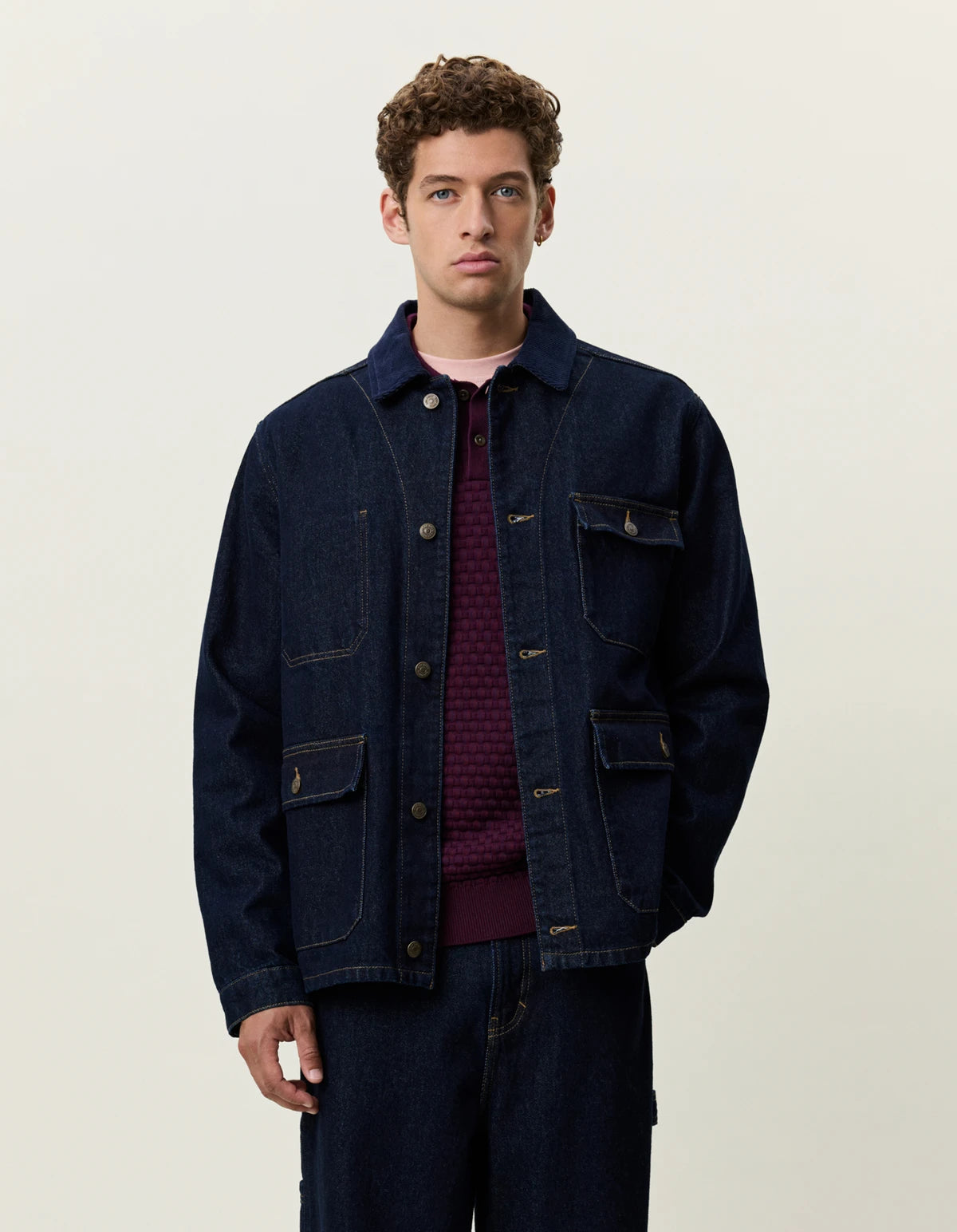 overshirt jacka les deux denim utility jacket jeans jacka denim jacket  bomull dark blue night fri frakt stenungsund