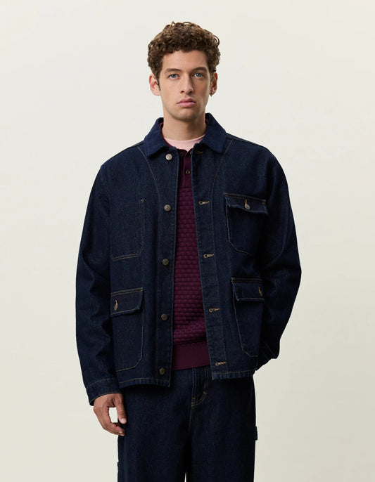 overshirt jacka les deux denim utility jacket jeans jacka denim jacket  bomull dark blue night fri frakt stenungsund