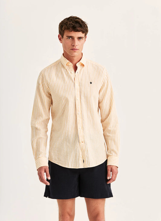 skjorta shirt morris douglas linen stripe shirt linne linneskjorta linen shirt linne skjorta orange sommarskjorta