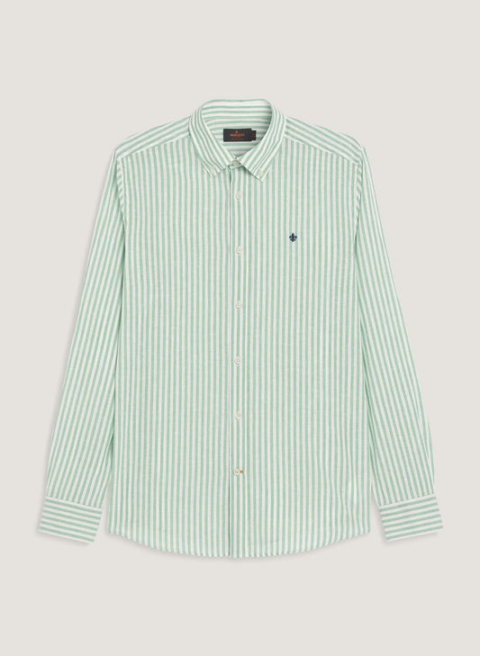 skjorta shirt morris douglas linen stripe shirt linne linneskjorta linen shirt linne skjorta olive green grön sommarskjorta