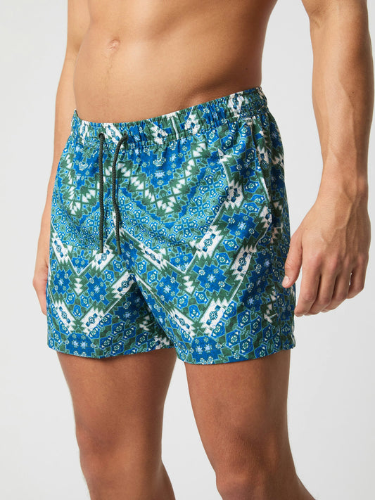 badbyxor swim shorts björn borg east iak shorts mönstrade blue blå green grön