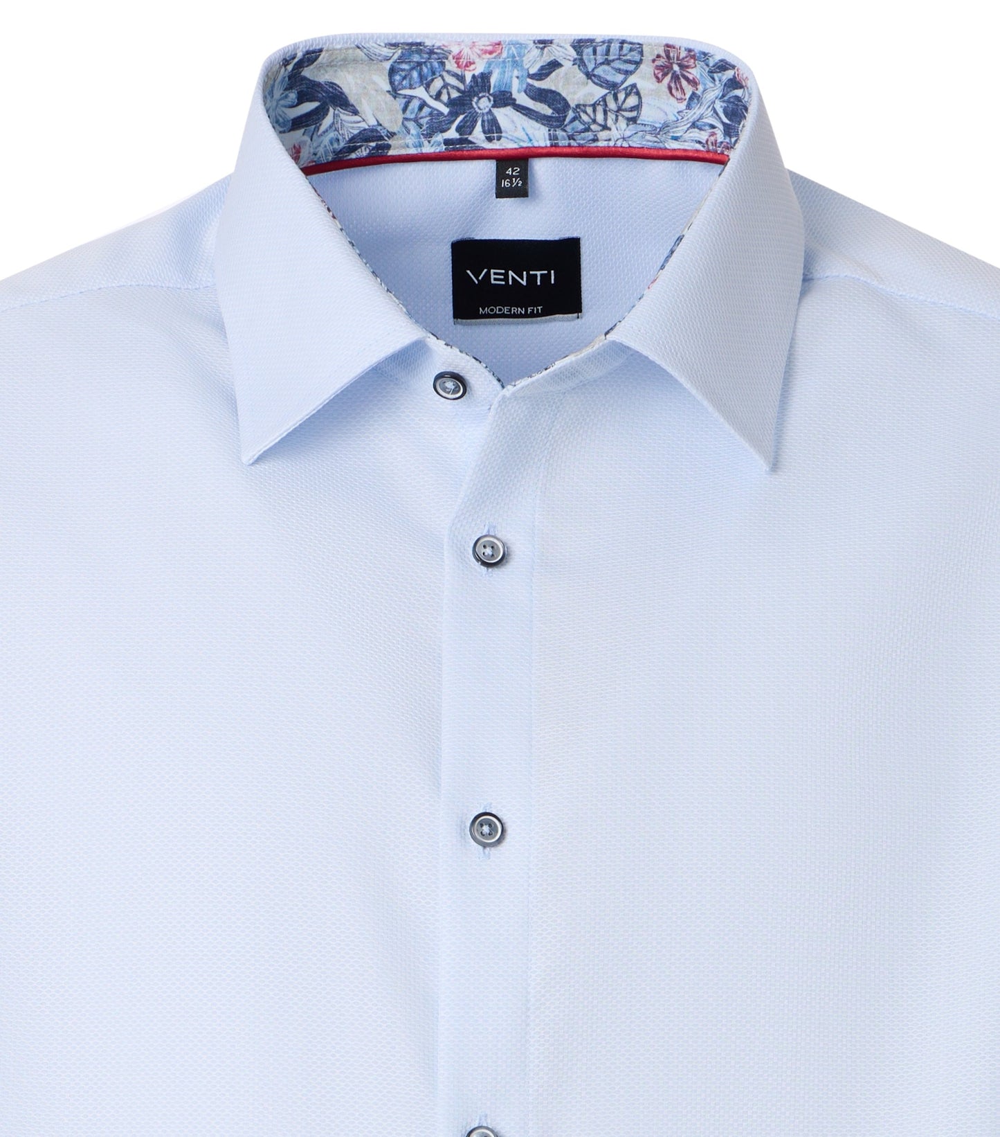 skjorta shirt venti modern fit regular fit ljus blå light blue contrast pattern kontrast tyg blommor flowers