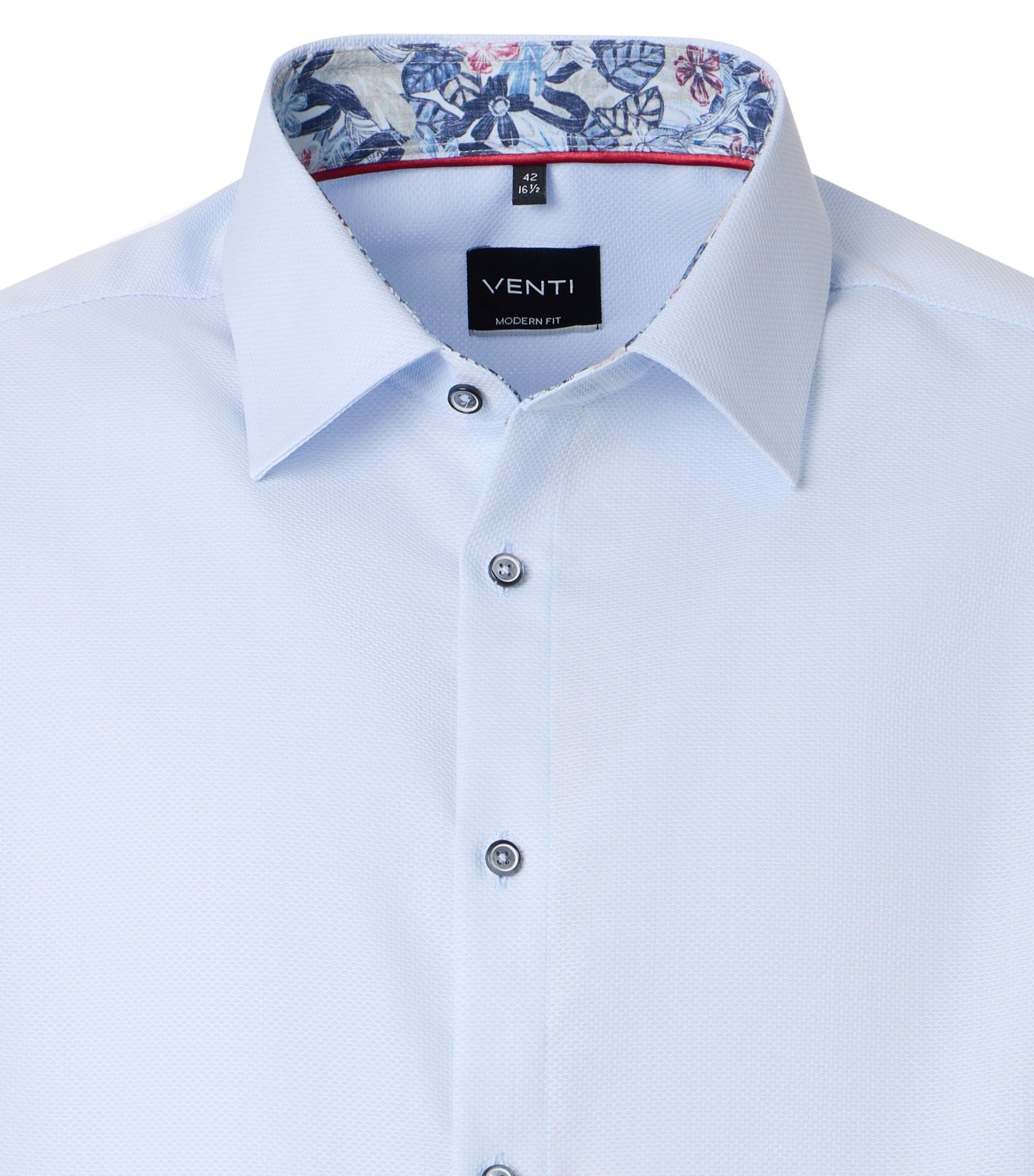 skjorta shirt venti modern fit regular fit ljus blå light blue contrast pattern kontrast tyg blommor flowers