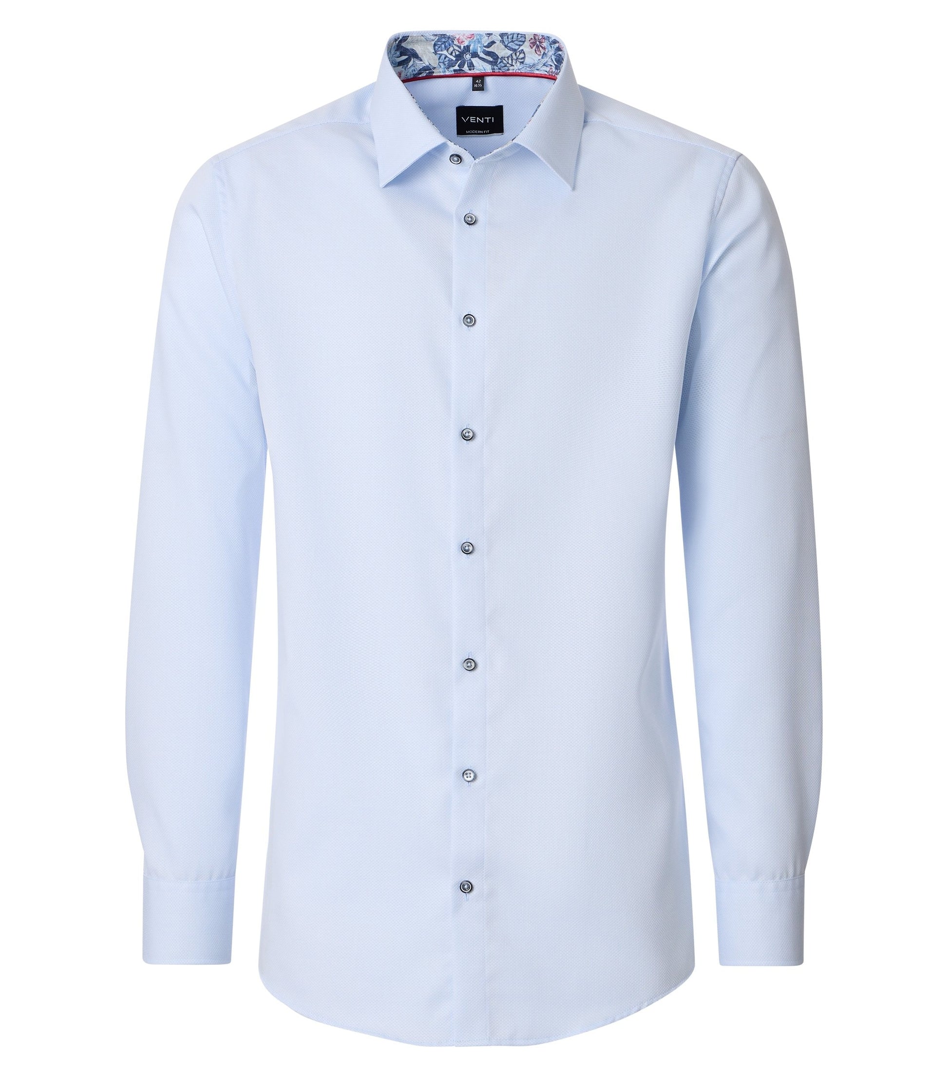 skjorta shirt venti modern fit regular fit ljus blå light blue contrast pattern kontrast tyg blommor flowers
