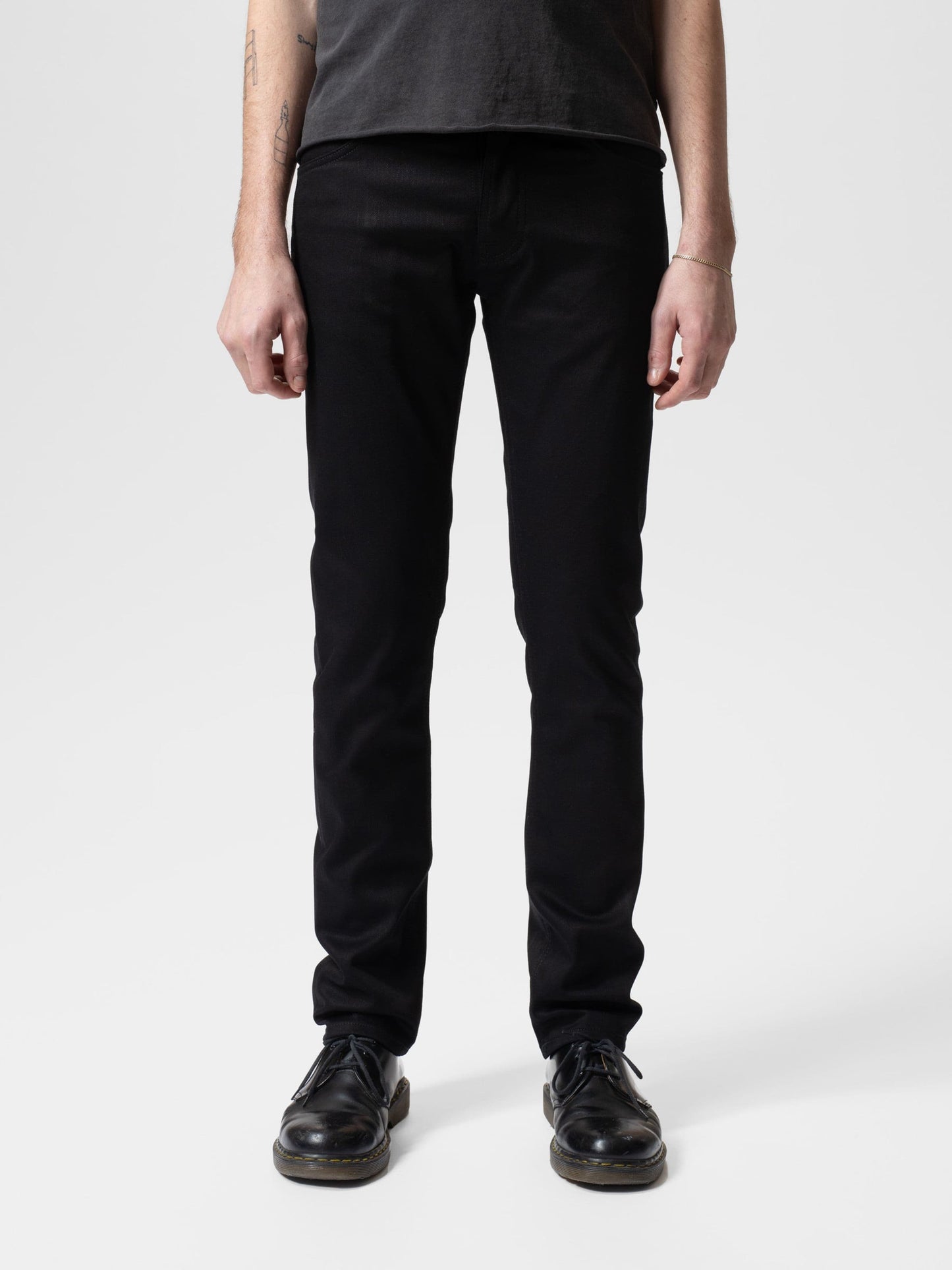 jeans grim tim nudie dry ever black denim nudiejeans slim stretch svart fri frakt stenungsund
