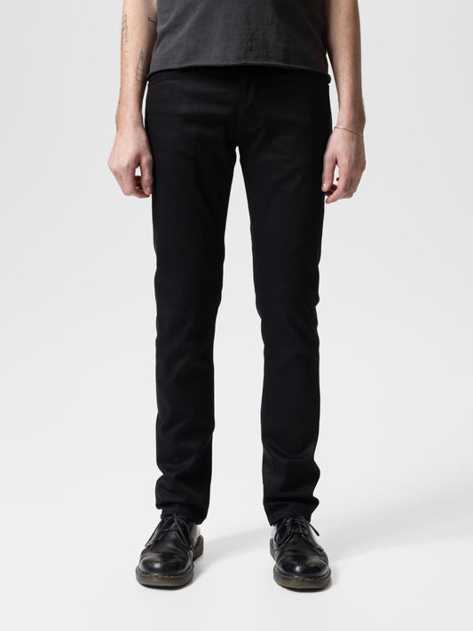 jeans grim tim nudie dry ever black denim nudiejeans slim stretch svart fri frakt stenungsund