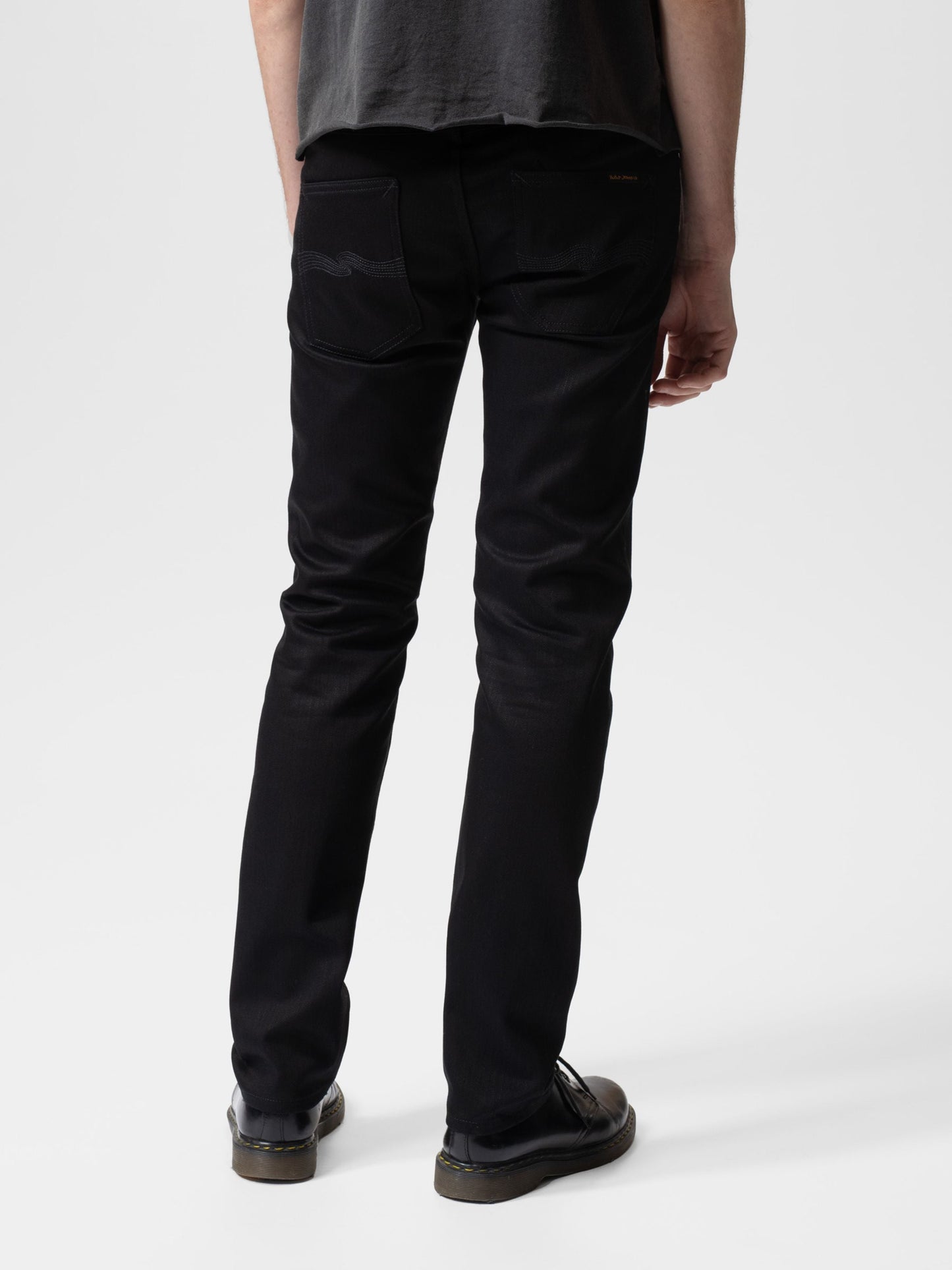 jeans grim tim nudie dry ever black denim nudiejeans slim stretch svart fri frakt stenungsund