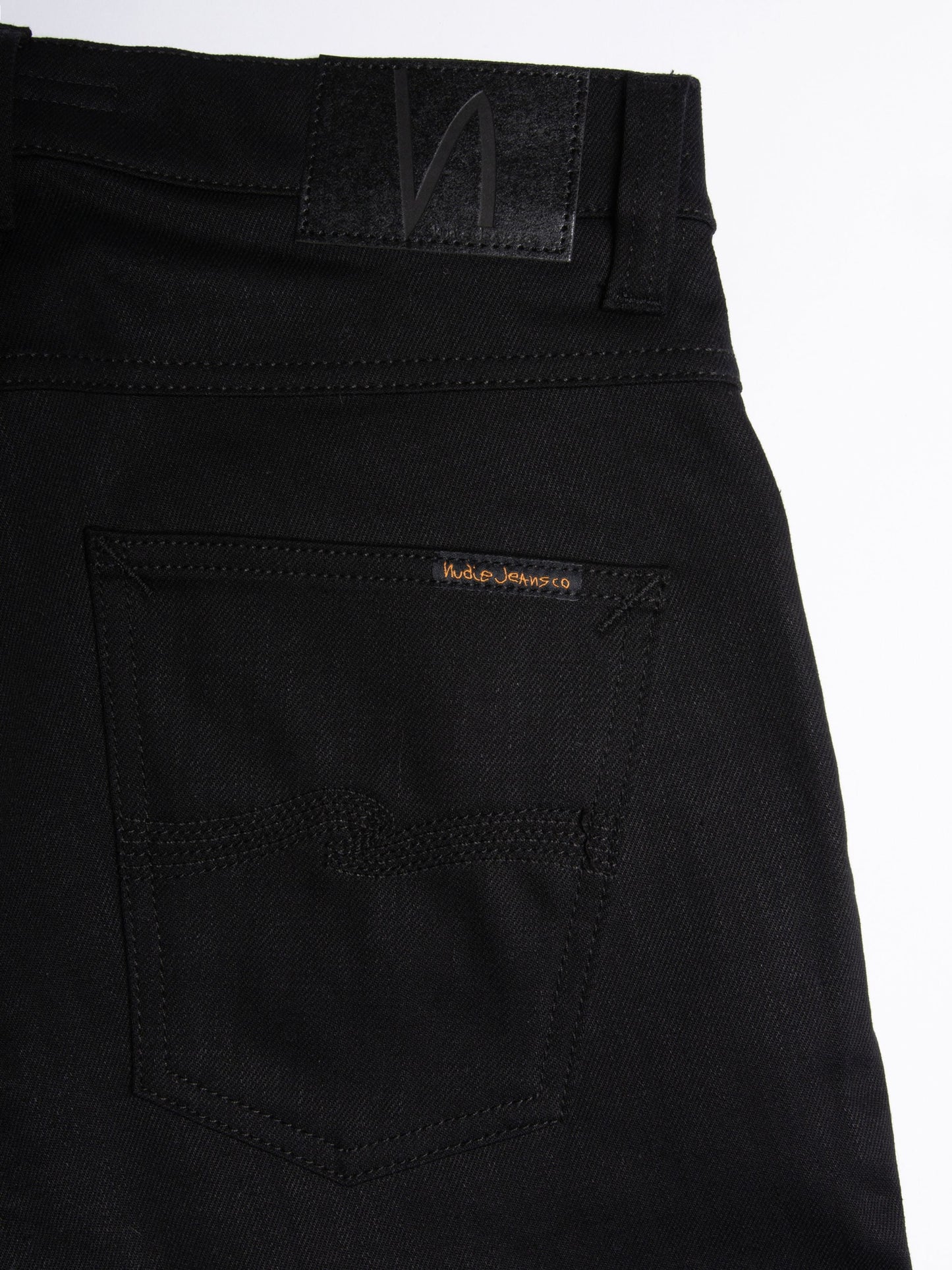 jeans grim tim nudie dry ever black denim nudiejeans slim stretch svart