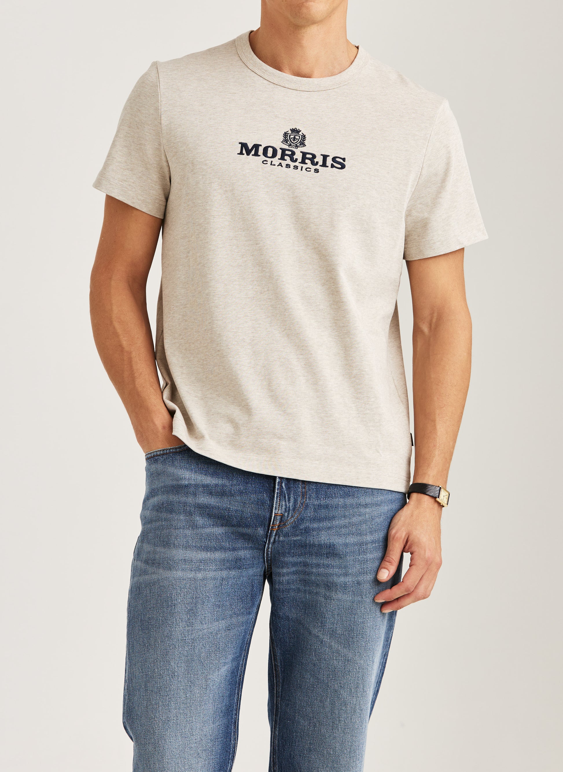 t-shirt tee morris brian tee bomull jersey logo khaki sand beige fri frakt stenungsund
