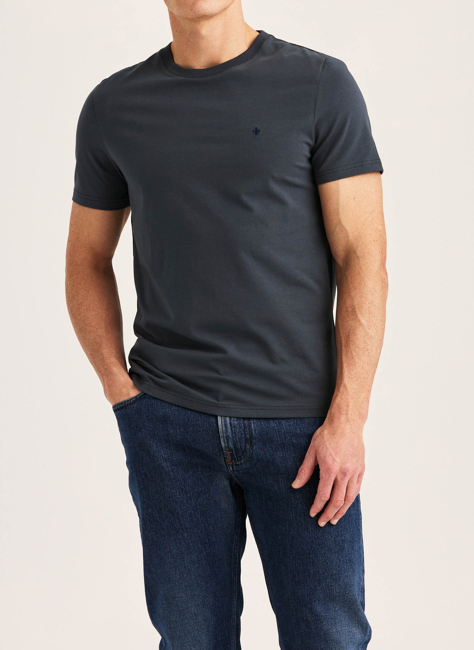 t-shirt tee morris james tee bomull stretch grey grå fri frakt stenungsund
