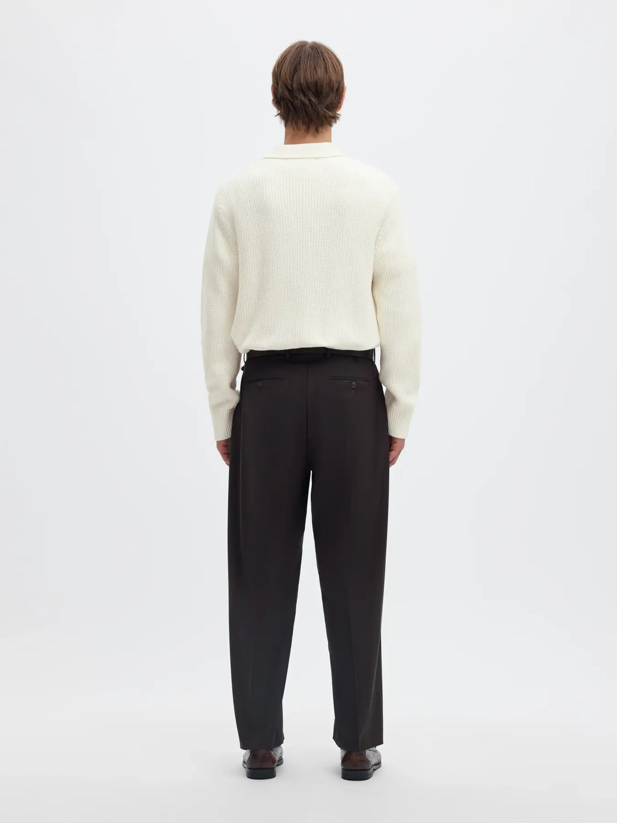 tröja selected homme pim ls knit polo camp krage stickad sweater egret white vit fri frakt stenungsund