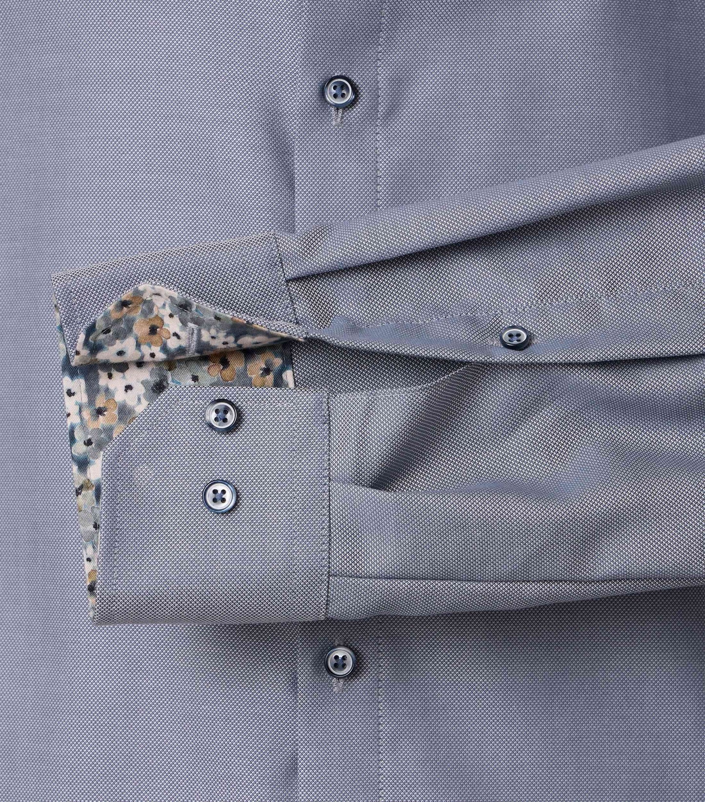 skjorta venti modern fit shirt bomull grey grå blommor flowers contrast pattern
