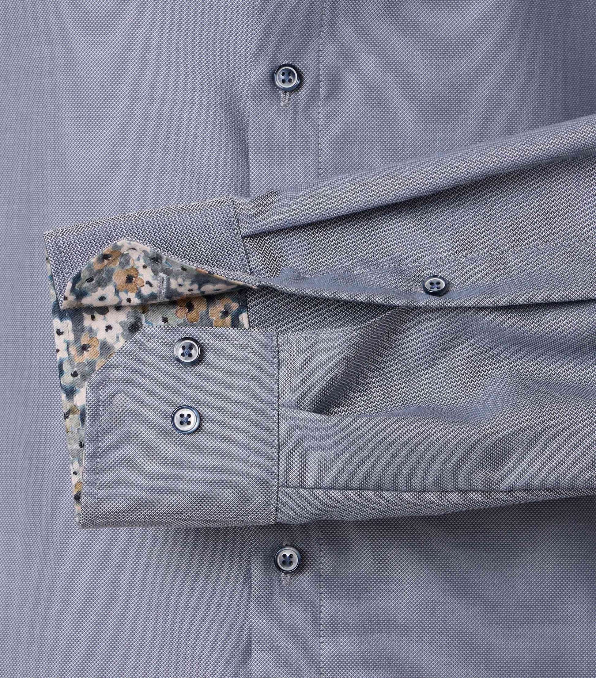 skjorta venti modern fit shirt bomull grey grå blommor flowers contrast pattern
