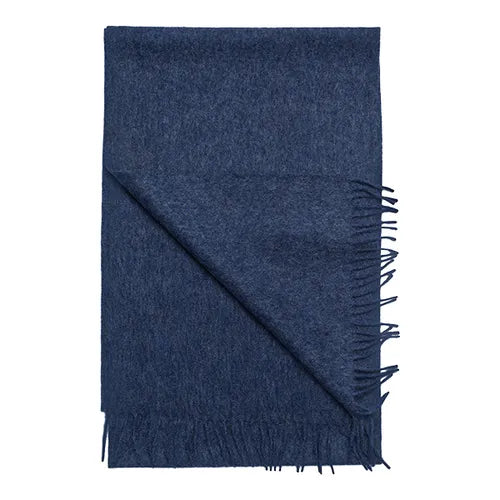 halsduk scarf amanda christensen merino ull blue melange navy blå vinter halsduk