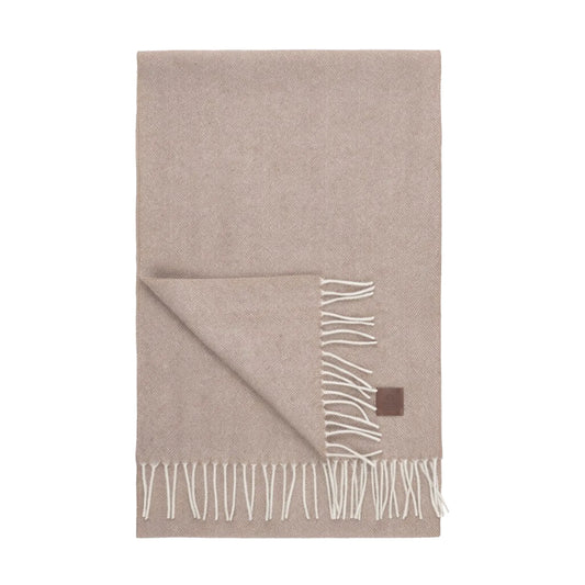 halsduk merino scarf amanda christensen herringbone ull fiskbensmönster beige sand fri frakt stenungsund