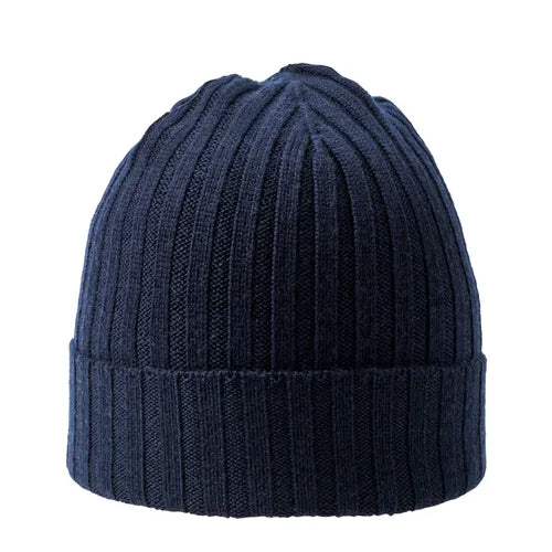 mössa knitted beanie amanda christensen navy blue blå vinter mössa