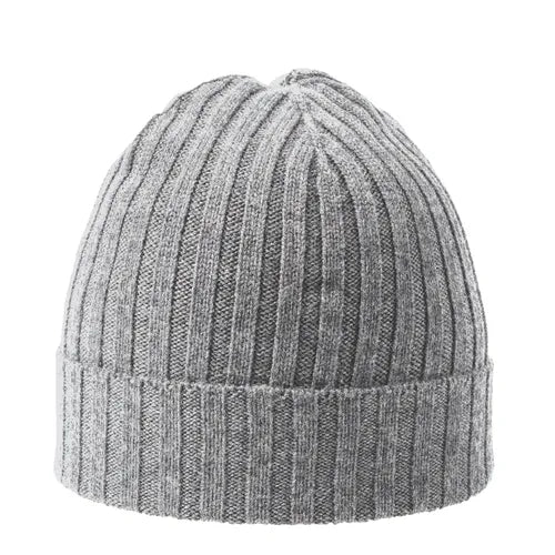 mössa knitted beanie amanda christensen grey melange grå vinter mössa