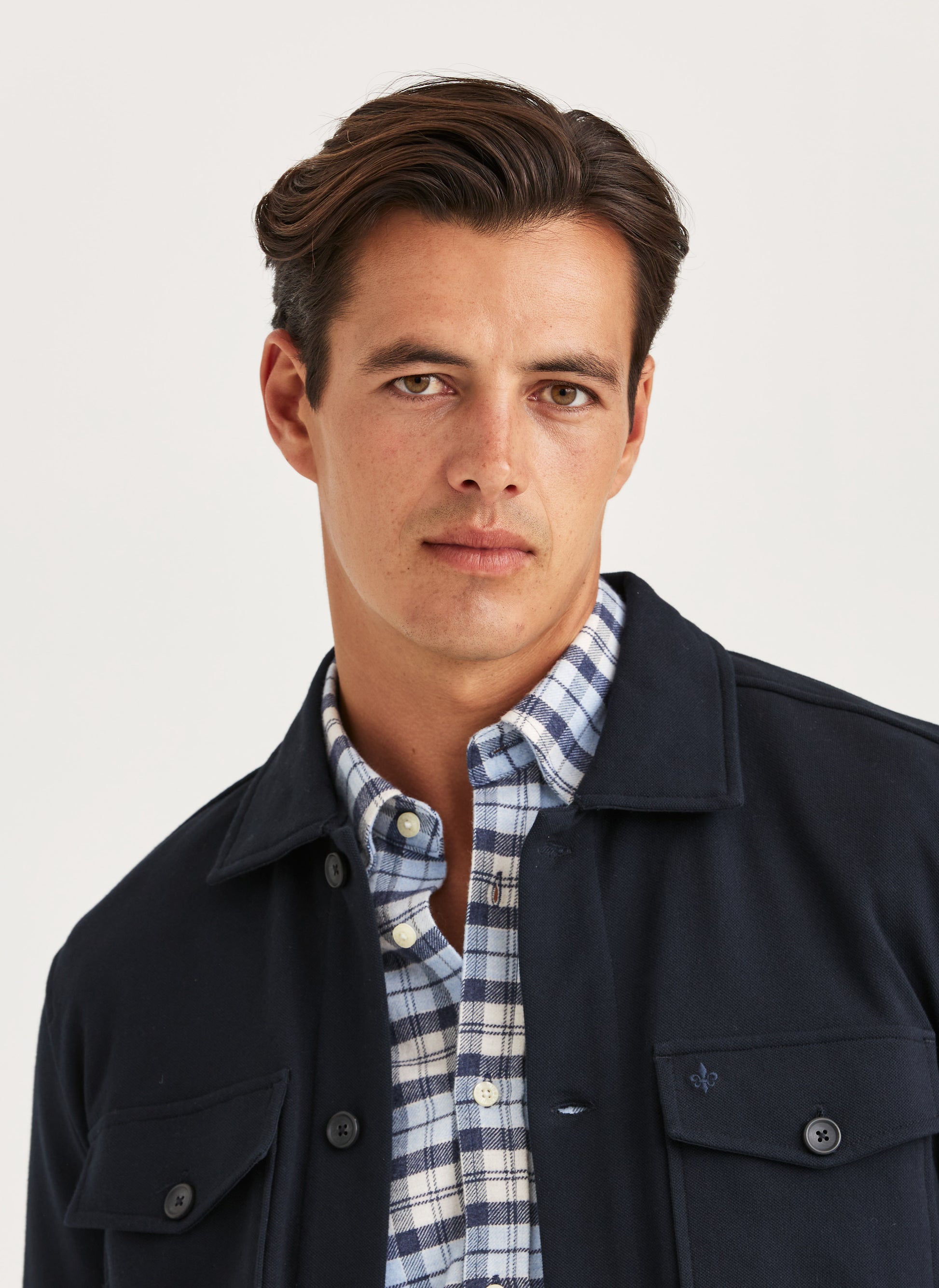 overshirt överskjorta morris andrew jersey stretch spandex old blue blå navy