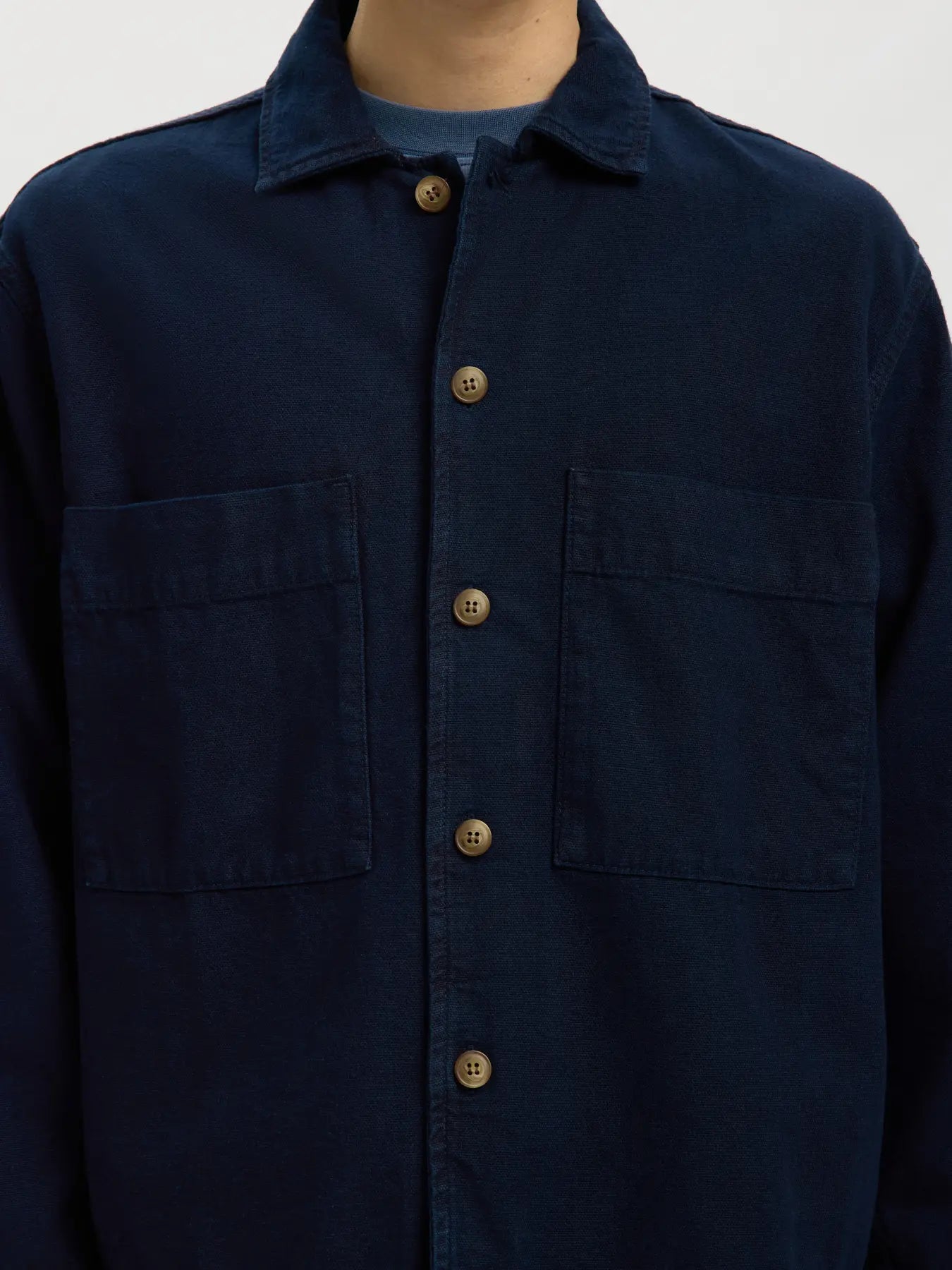 overshirt selected homme överskjorta relaxed paz db 803 denim overshirt dark blue denim navy blå