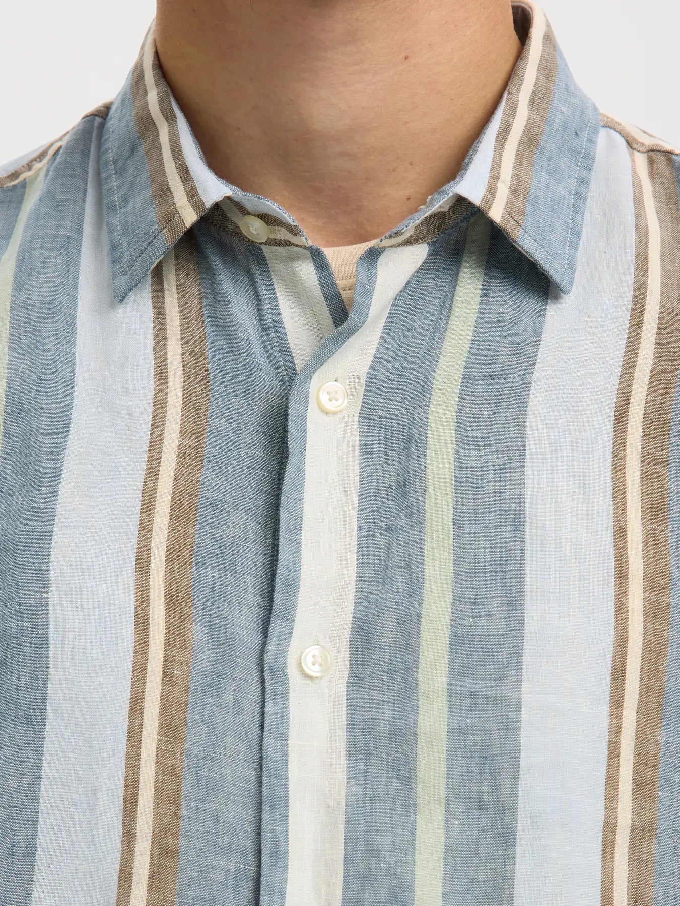 skjorta shirt kylian linen shirt selected homme linne linen linne skjorta linen shirt linneskjorta randig blue mirage