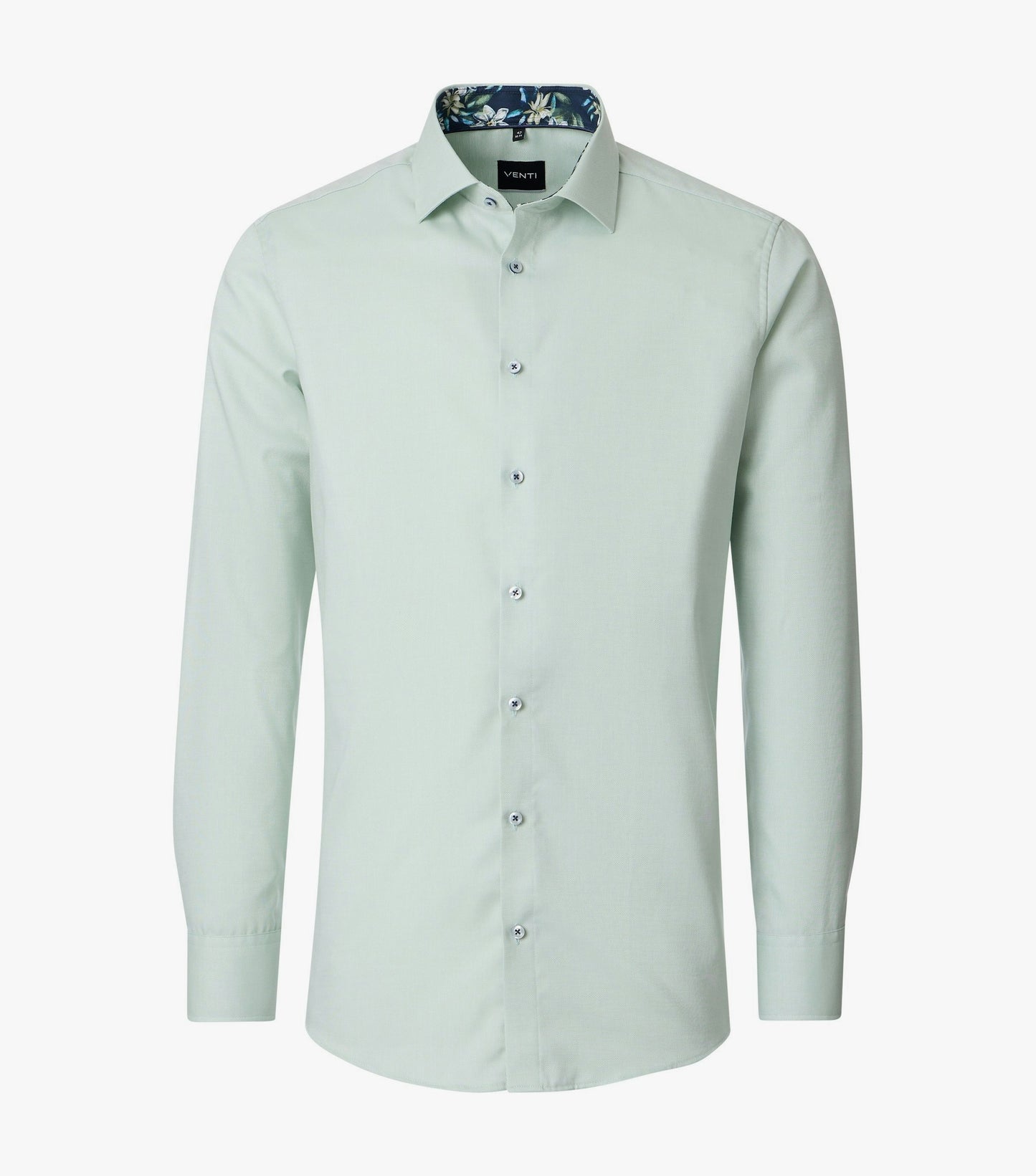 skjorta shirt venti modern fit regular fit venti shorts contrast pattern blommor flowers light green grön