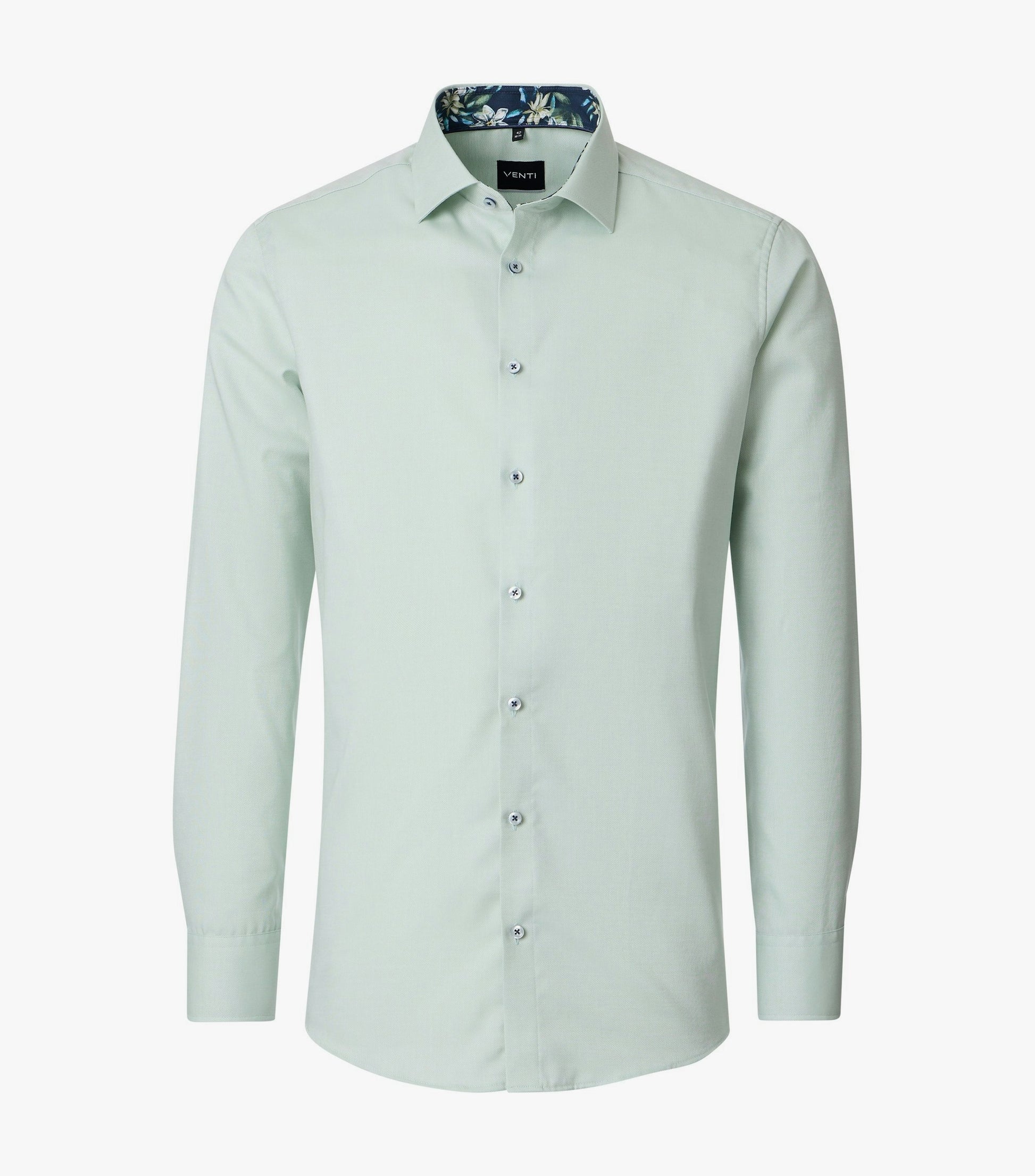 skjorta shirt venti modern fit regular fit venti shorts contrast pattern blommor flowers light green grön