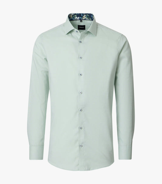 skjorta shirt venti modern fit regular fit venti shorts contrast pattern blommor flowers light green grön
