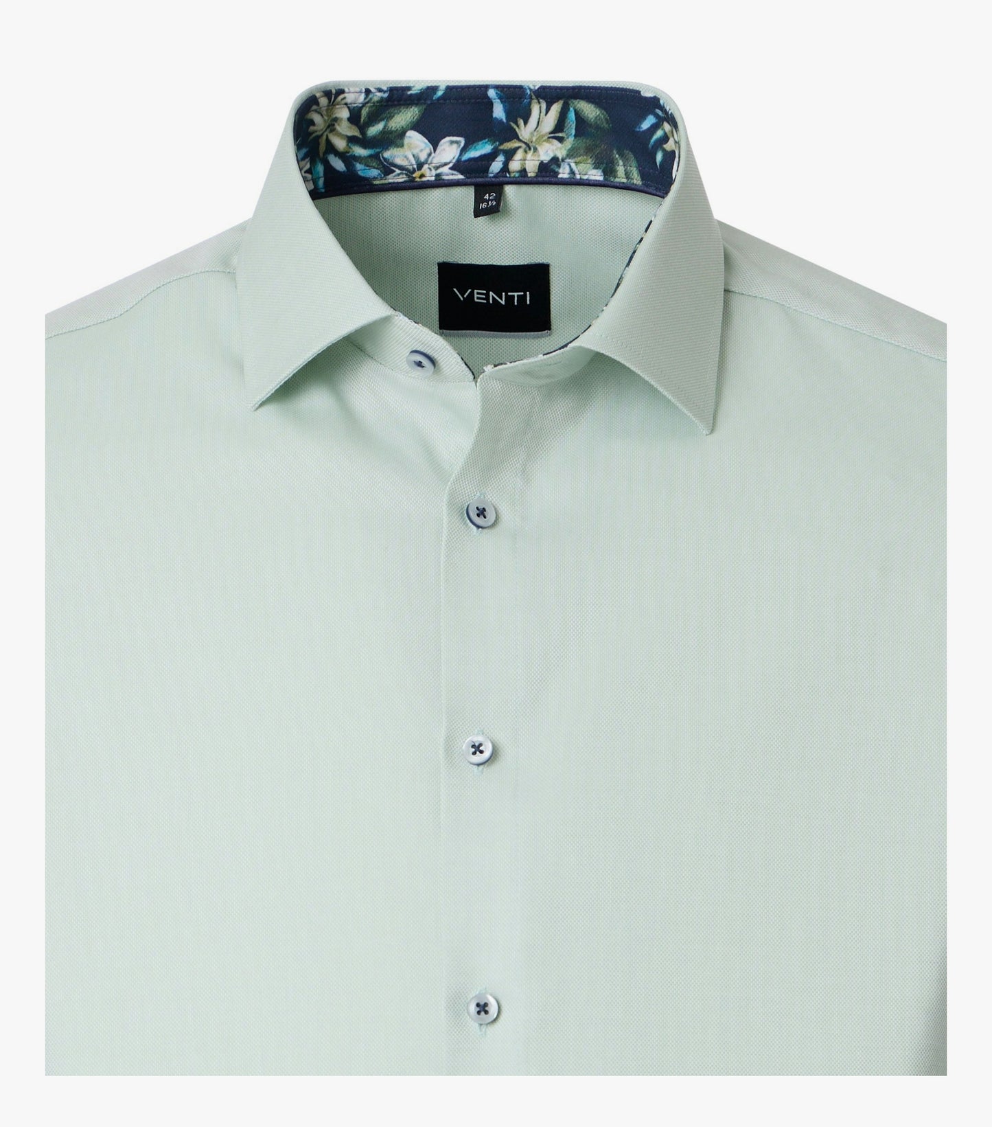 skjorta shirt venti modern fit regular fit venti shorts contrast pattern blommor flowers light green grön
