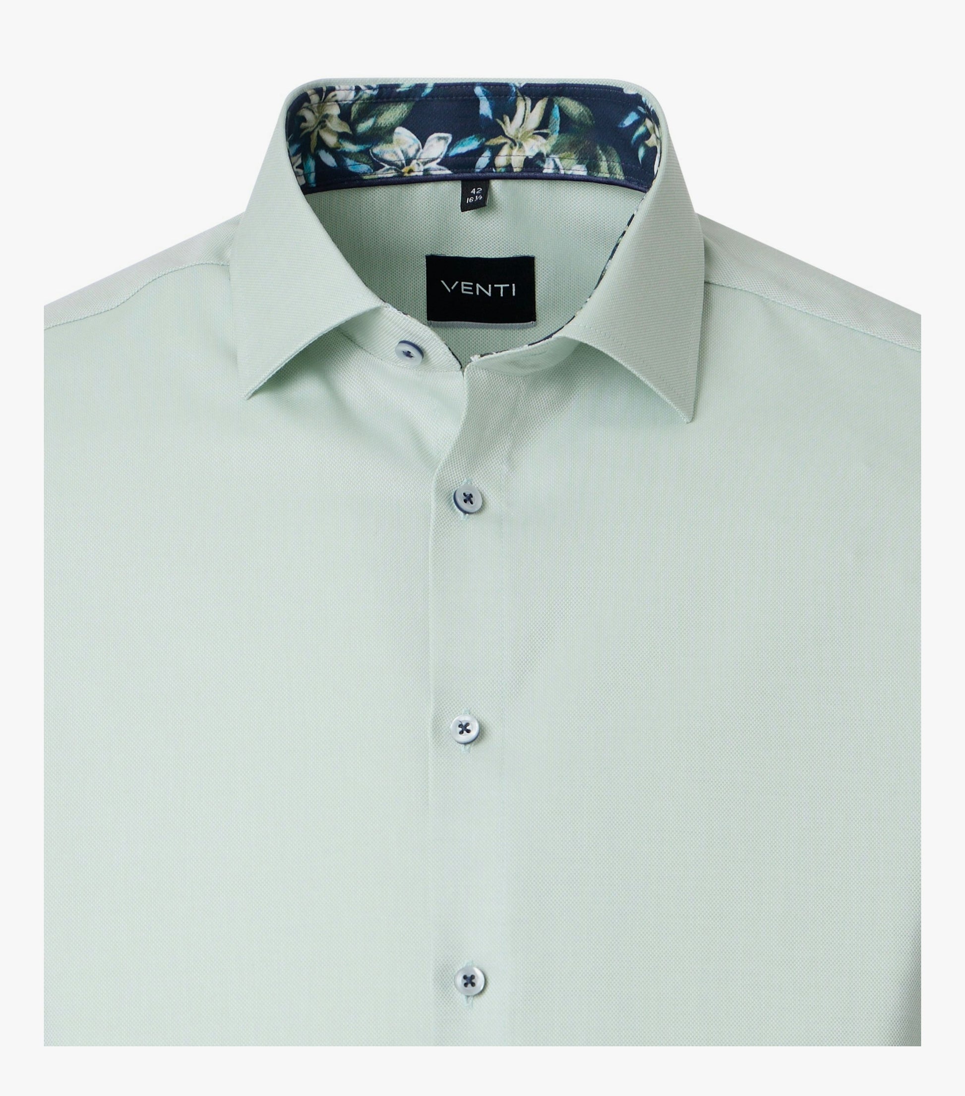 skjorta shirt venti modern fit regular fit venti shorts contrast pattern blommor flowers light green grön