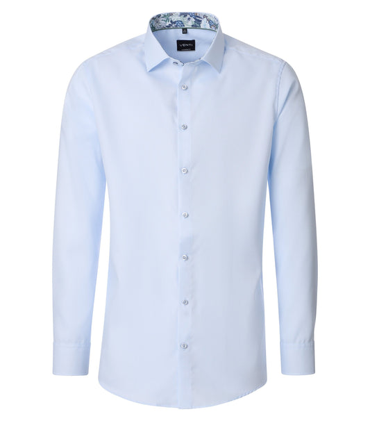 skjorta shirt venti modern fit regular fit ljus blå light blue contrast pattern kontrast tyg blommor flowers